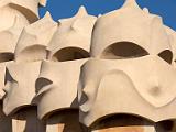 Detail of Gaudi apartment block roof statue  Barcelona, Spain