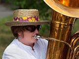 Band member at park festival  Arlington, Massachusetts